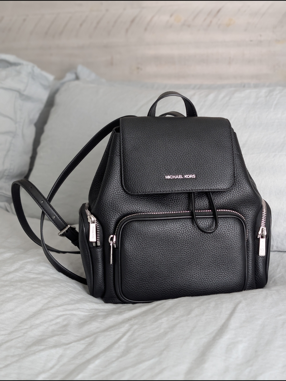 Michael Kors Merritt Backpack Black Pebbled Leather NWOT